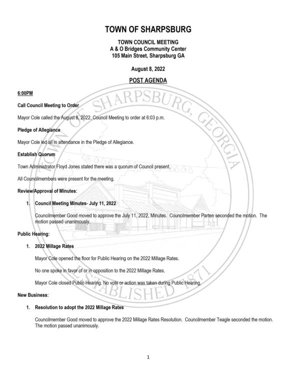 Sharpsburg, GA Official Town site